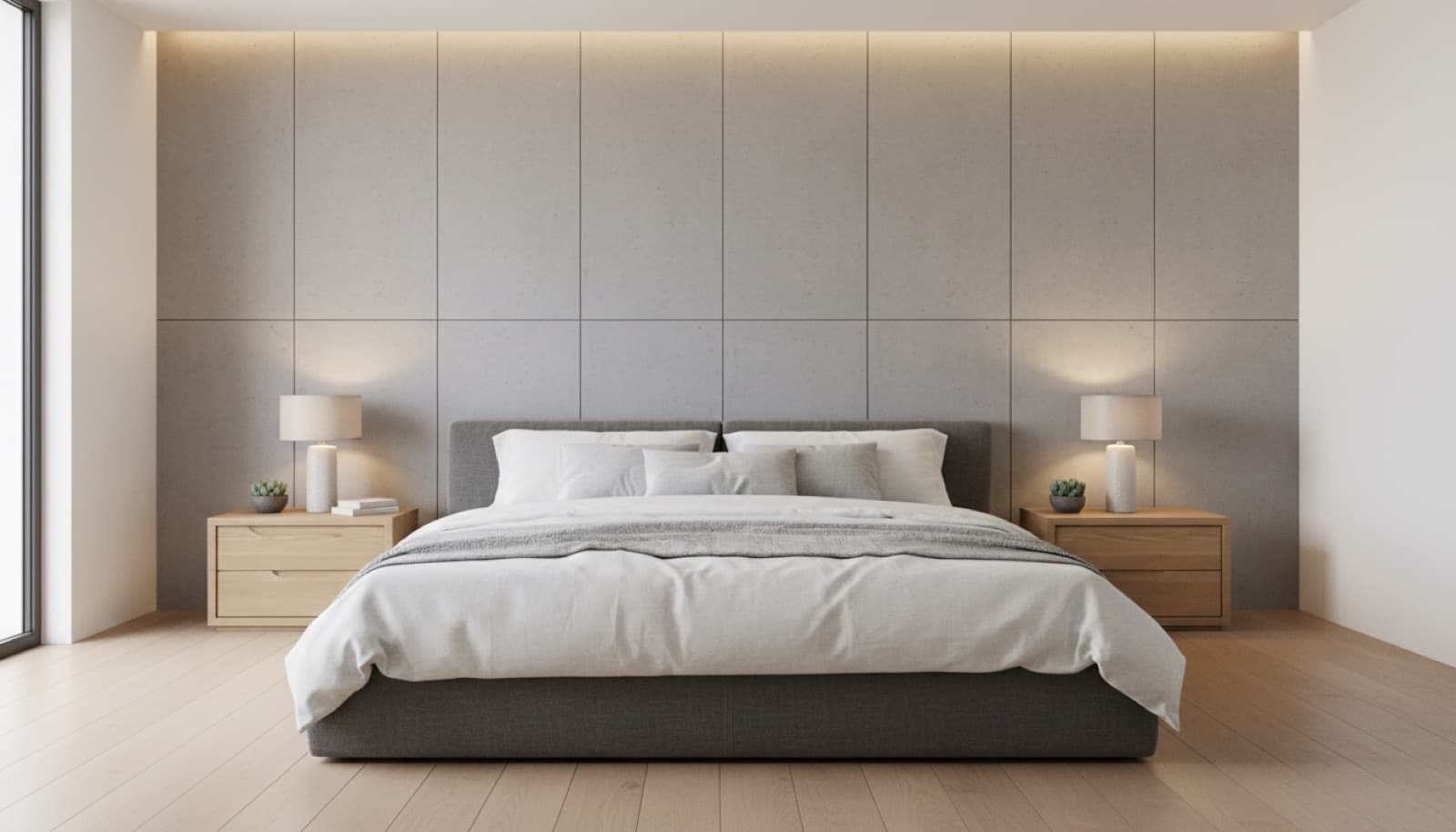 Schlafzimmer in Betonoptik