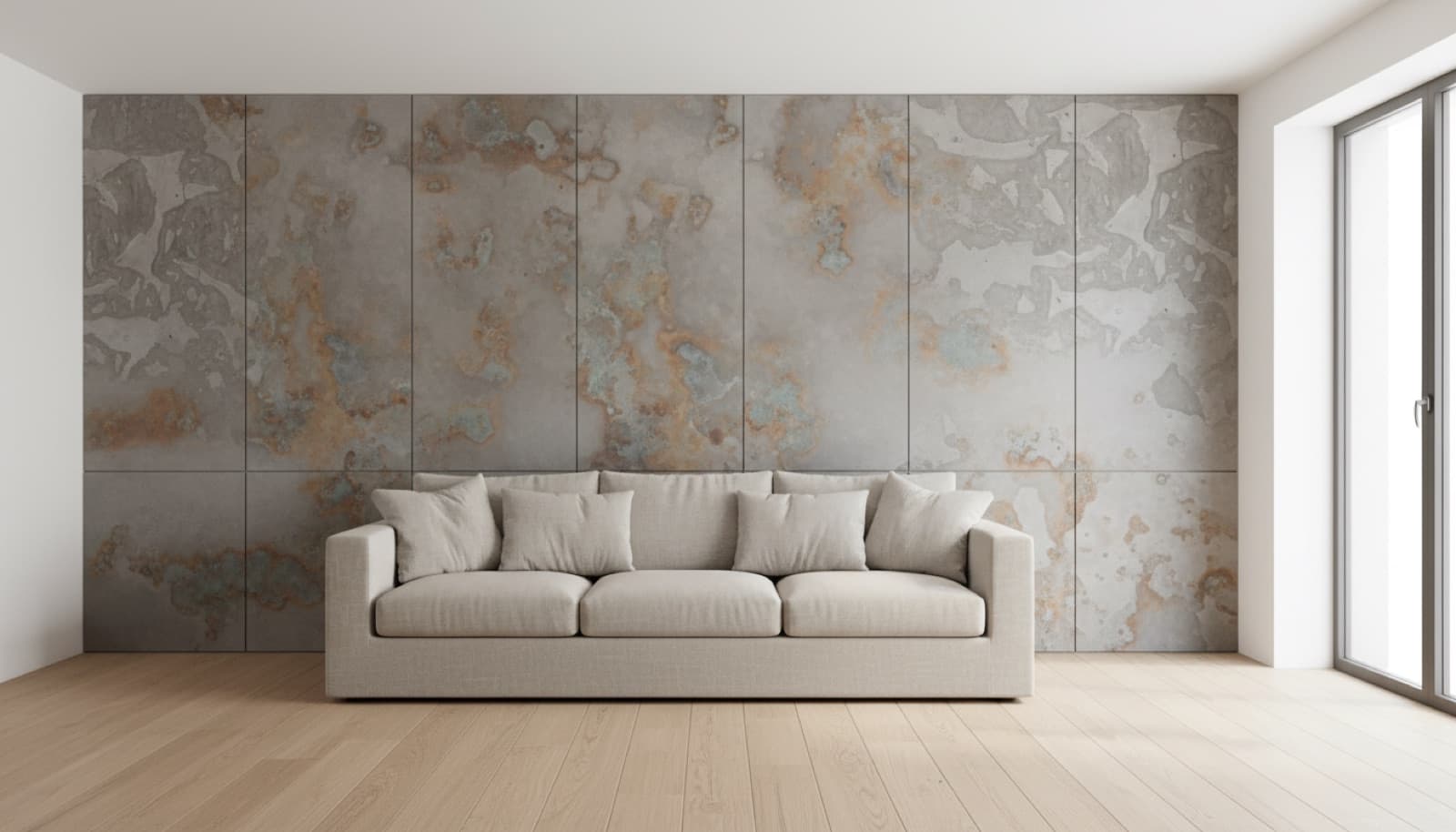 Wohnzimmer in Metalloptik