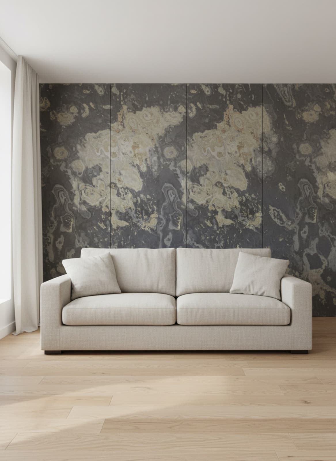 Steinwand im Wohnzimmer