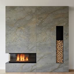 Grünes Gold Quarzit als Kaminverkleidung, Platten 122 × 244 cm
