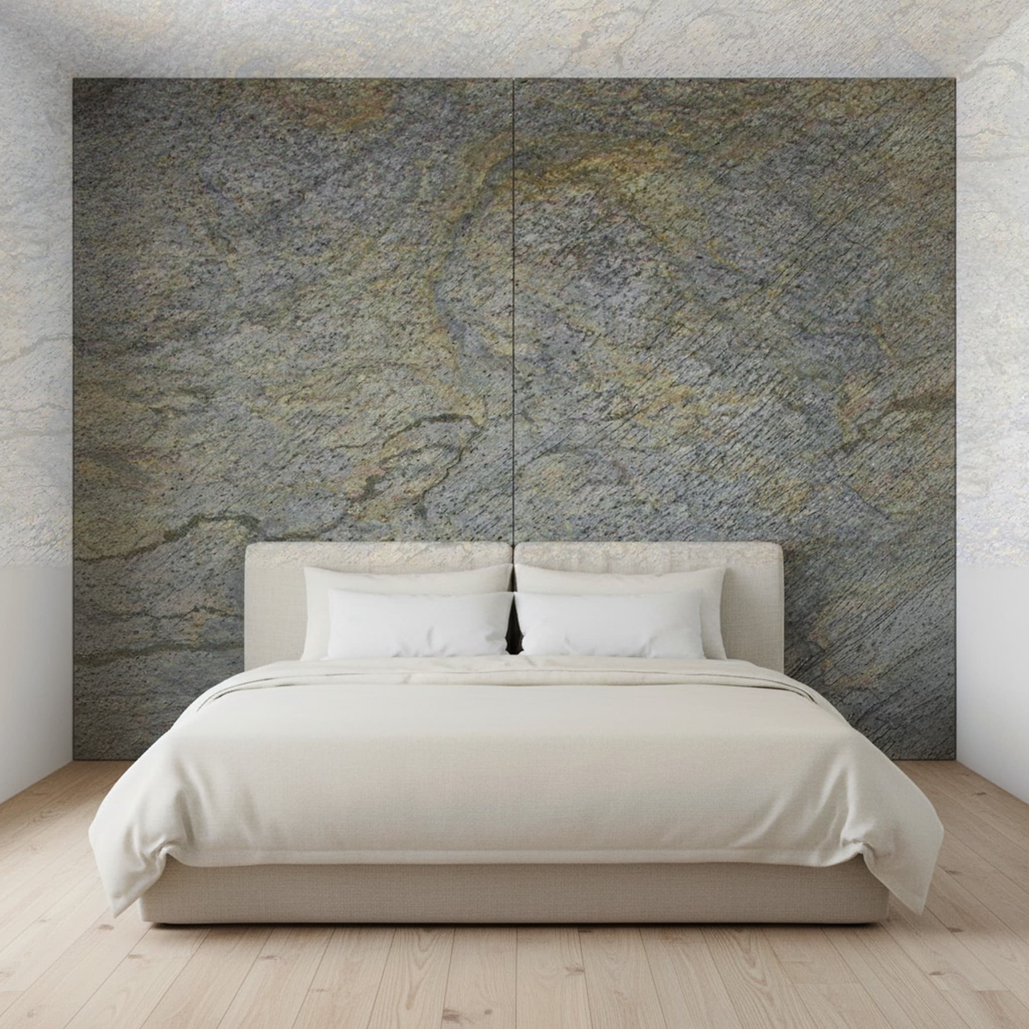 Schlafzimmerwand aus Quarzit Grünes Gold