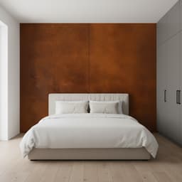 Schlafzimmerwand aus Echtsteinfurnier Natur Rost