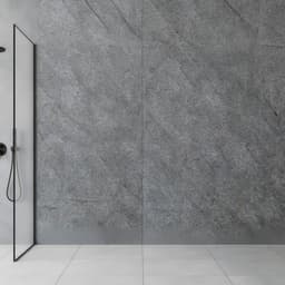 Dusche und Badwand aus Echtsteinfurnier Silber Grau