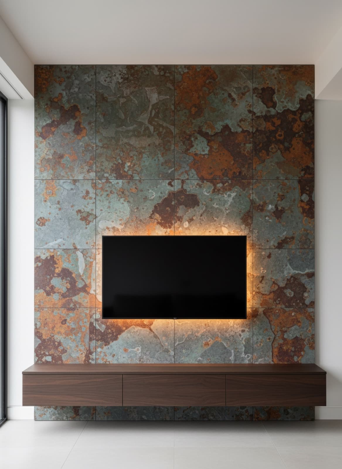 TV-Wand in Metalloptik, weitere Visualisierung