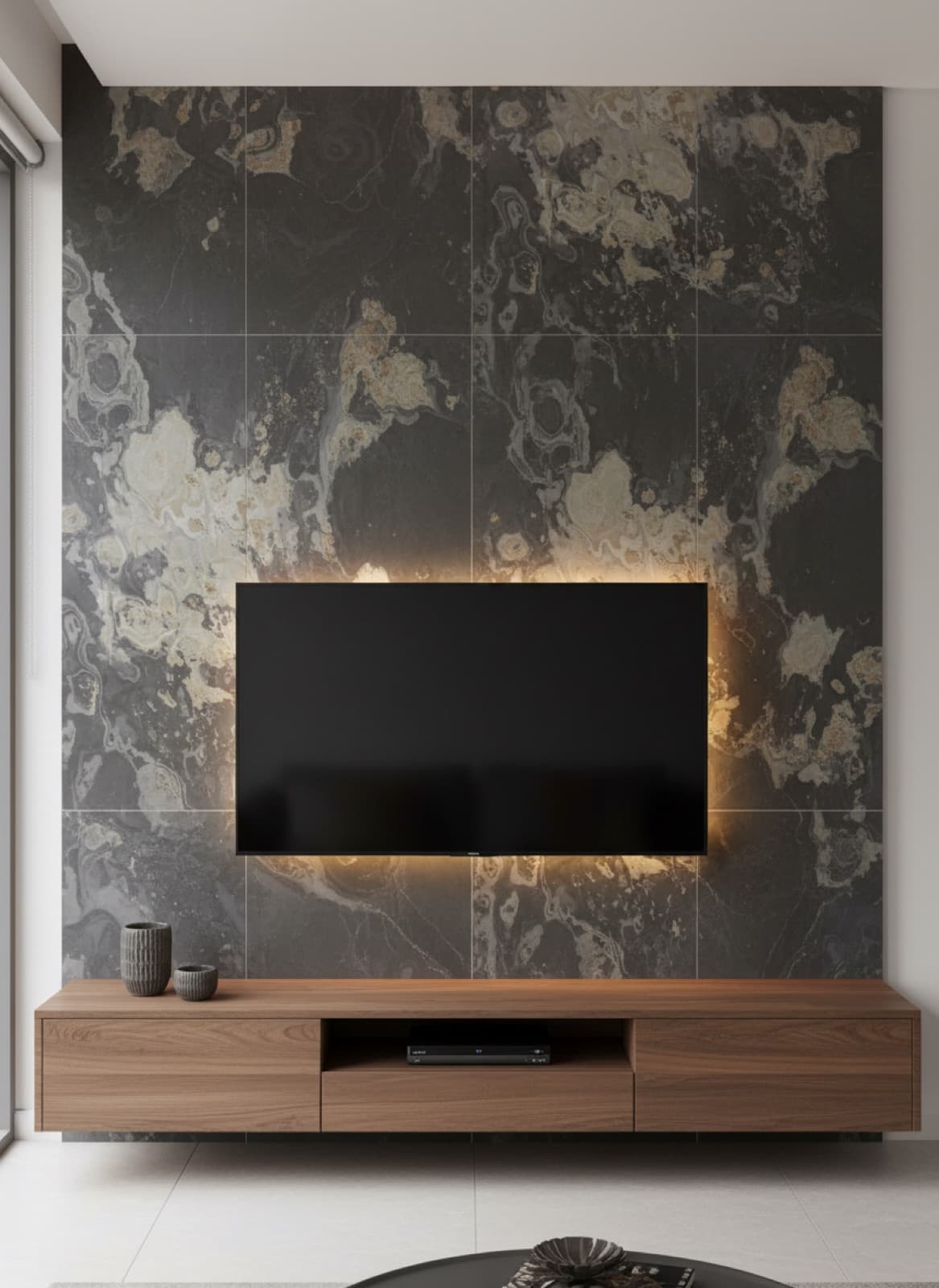 TV-Wand aus Schiefer, weitere Visualisierung