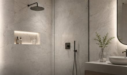 Naturstein im Bad & Dusche aus echtem Steinfurnier